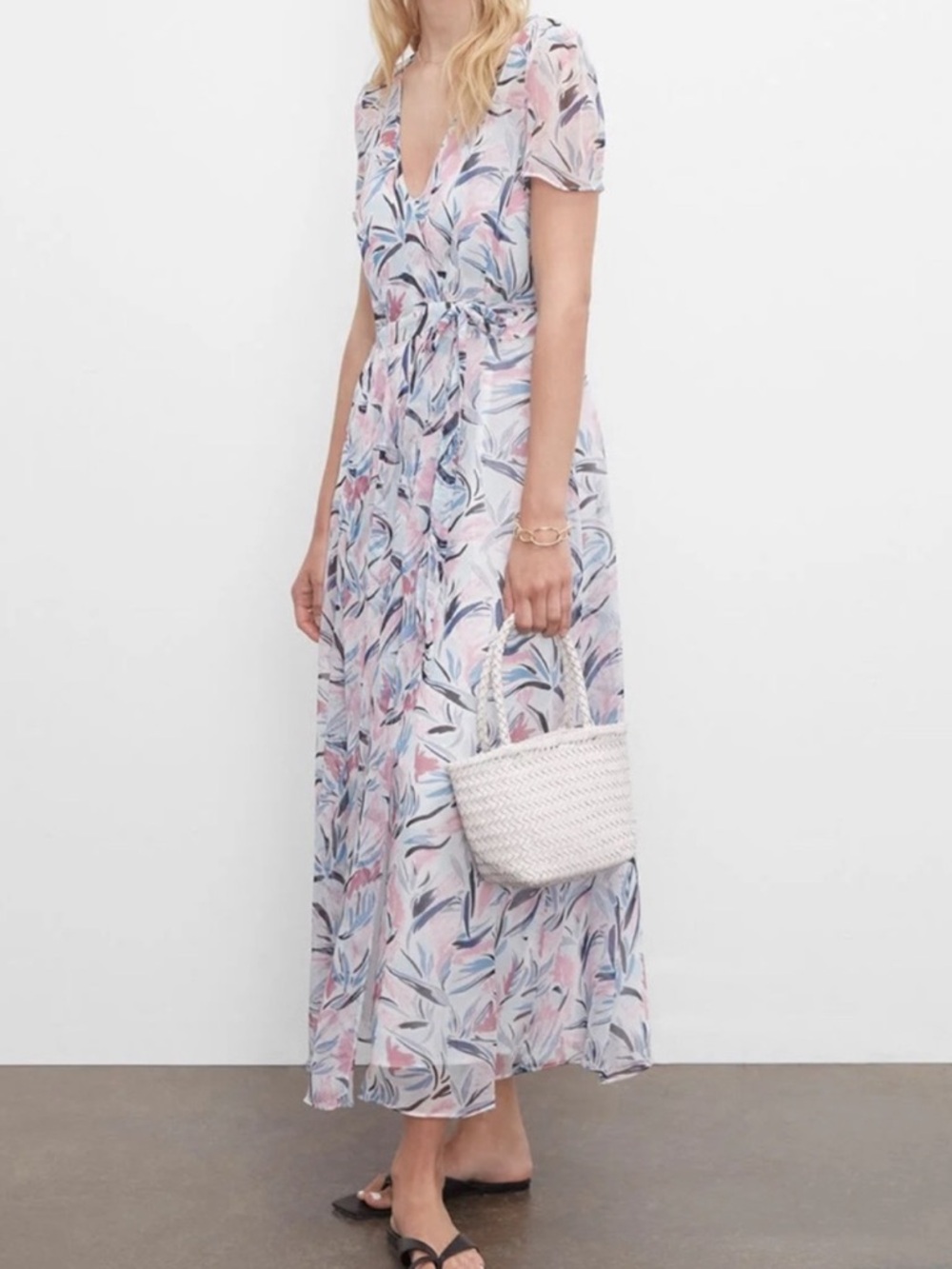 Club Monaco Pastel Floral Maxi Wrap Dress NWOT (size 6)